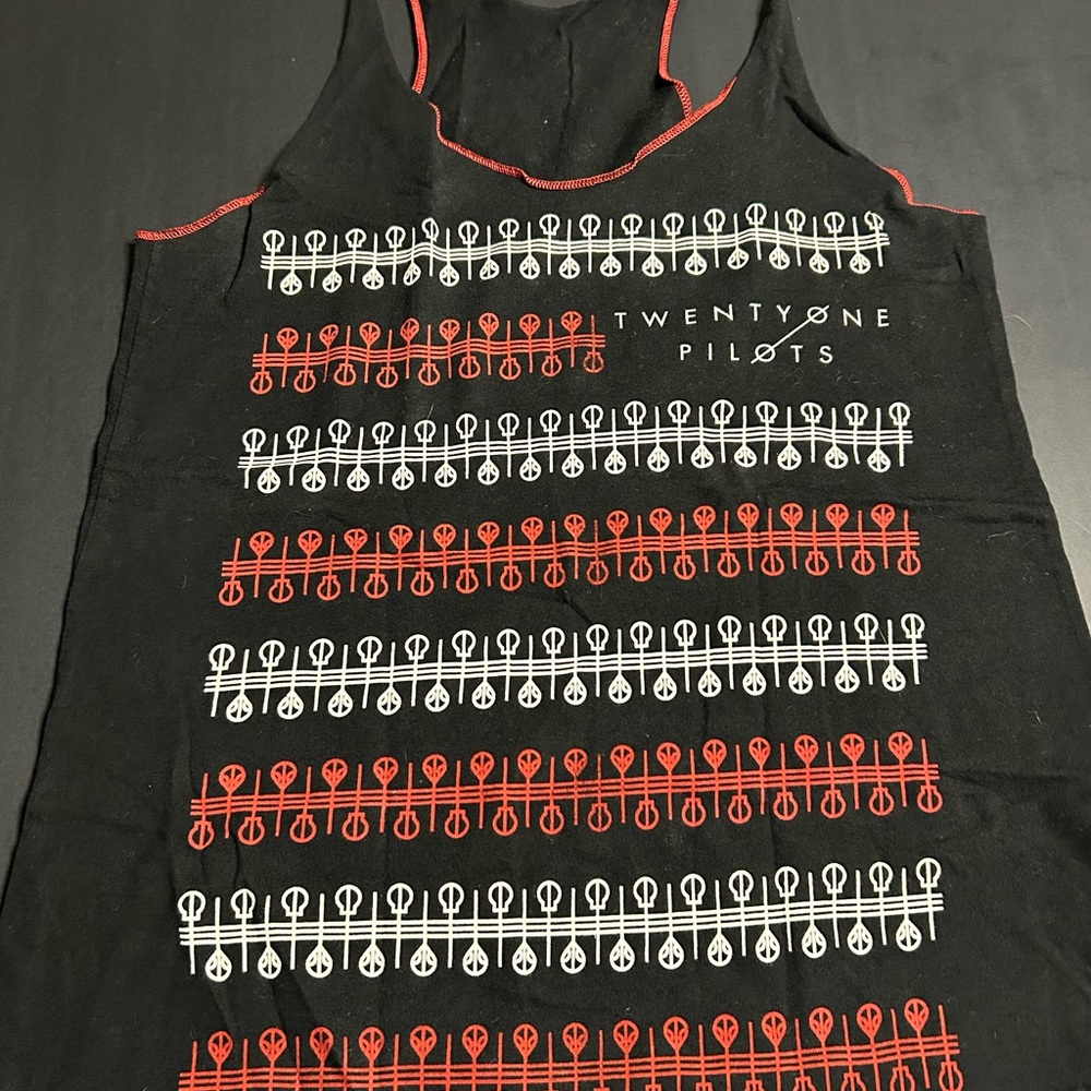 Twenty One Pilots Tank Top Black Red Graphic Racerback Small